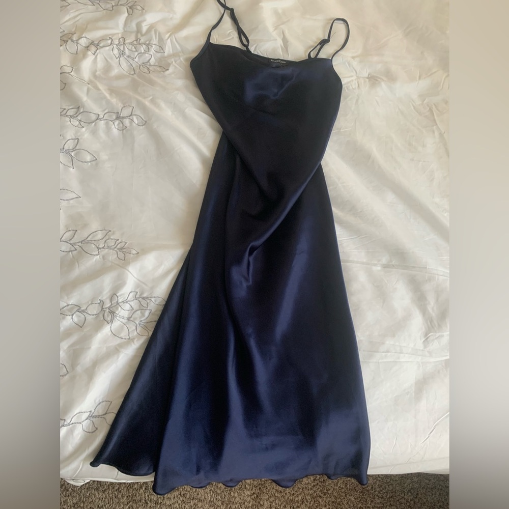 NEW Royal Blue silk bebe women’s dress. Size Medium.